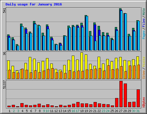 Daily usage for January 2016