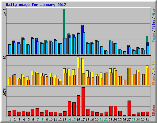 Daily usage for January 2017