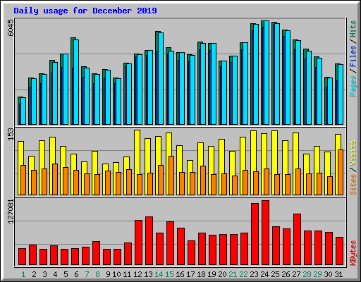 Daily usage for December 2019