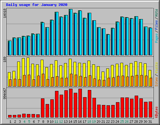 Daily usage for January 2020
