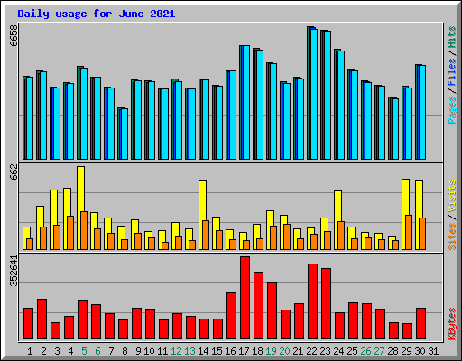 Daily usage for June 2021