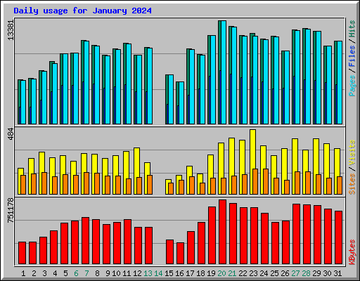 Daily usage for January 2024