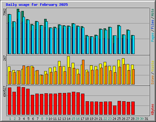 Daily usage for February 2025