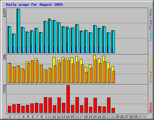 Daily usage for August 2025