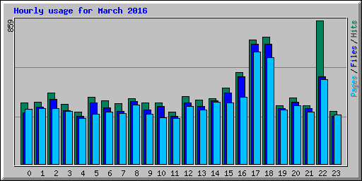Hourly usage for March 2016