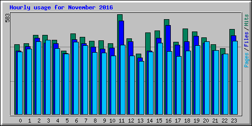 Hourly usage for November 2016